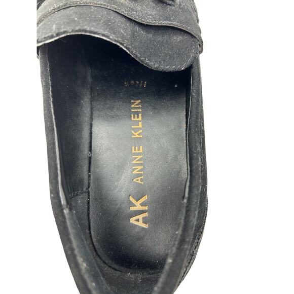 Anne Klein Eunice Loafers Size 8 Black Slip On Chain Detail Fabric Upper Preppy - Picture 7 of 8